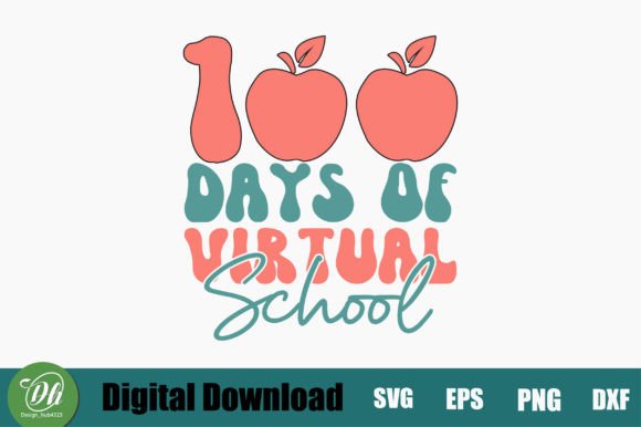 100 Days of Virtual School Retro SVG for Crafts & Graphics