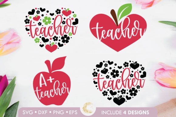 School Apple Heart Teacher Bundle SVG – A Versatile Graphic Design Asset for Crafts and Merch